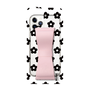 Slim Protection Case - STAND & RING RIBBON Sakura Pink［ Rune Naito - RUNE Flower - Black ］