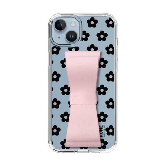 Slim Protection Case - STAND & RING RIBBON Sakura Pink［ Rune Naito - RUNE Flower - Black ］