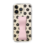 Slim Protection Case - STAND & RING RIBBON Sakura Pink［ Rune Naito - RUNE Flower - Black ］