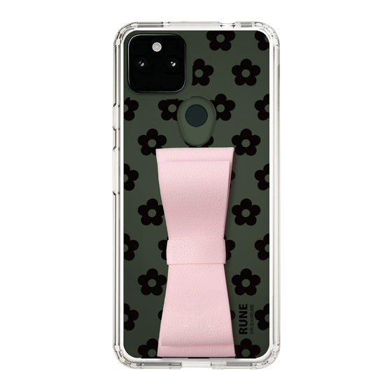Slim Protection Case - STAND & RING RIBBON Sakura Pink［ Rune Naito - RUNE Flower - Black ］