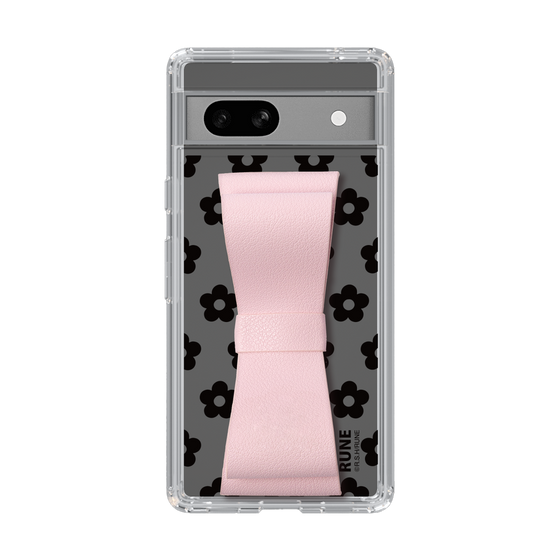 Slim Protection Case - STAND & RING RIBBON Sakura Pink［ Rune Naito - RUNE Flower - Black ］