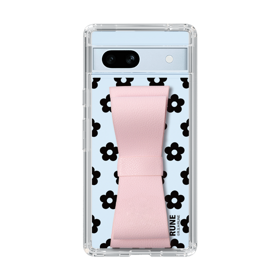 Slim Protection Case - STAND & RING RIBBON Sakura Pink［ Rune Naito - RUNE Flower - Black ］