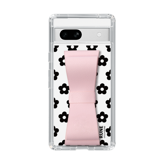 Slim Protection Case - STAND & RING RIBBON Sakura Pink［ Rune Naito - RUNE Flower - Black ］