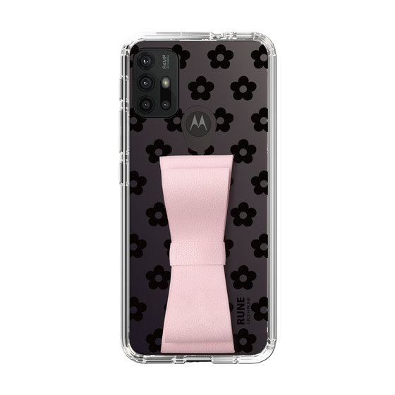 Slim Protection Case - STAND & RING RIBBON Sakura Pink［ Rune Naito - RUNE Flower - Black ］