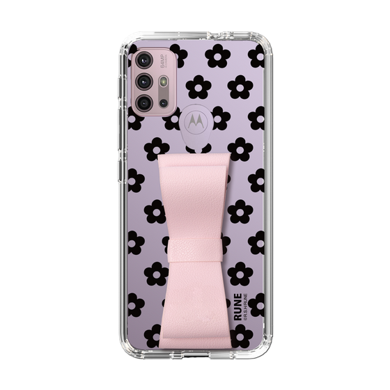Slim Protection Case - STAND & RING RIBBON Sakura Pink［ Rune Naito - RUNE Flower - Black ］