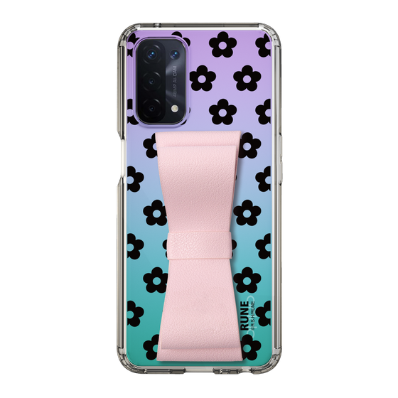 Slim Protection Case - STAND & RING RIBBON Sakura Pink［ Rune Naito - RUNE Flower - Black ］