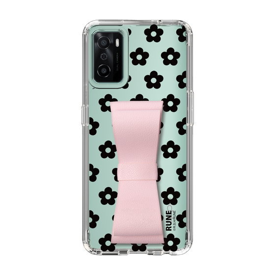 Slim Protection Case - STAND & RING RIBBON Sakura Pink［ Rune Naito - RUNE Flower - Black ］