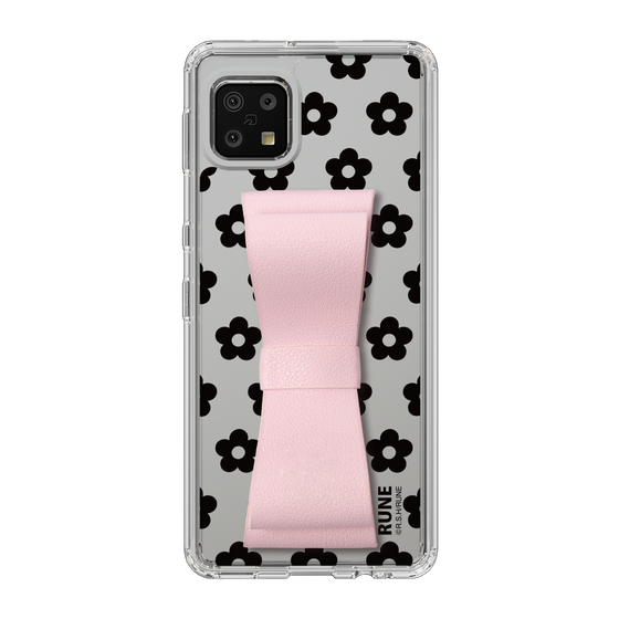 Slim Protection Case - STAND & RING RIBBON Sakura Pink［ Rune Naito - RUNE Flower - Black ］