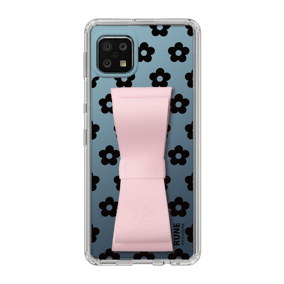 Slim Protection Case - STAND & RING RIBBON Sakura Pink［ Rune Naito - RUNE Flower - Black ］