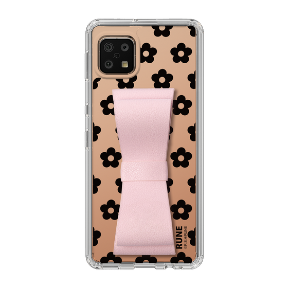 Slim Protection Case - STAND & RING RIBBON Sakura Pink［ Rune Naito - RUNE Flower - Black ］