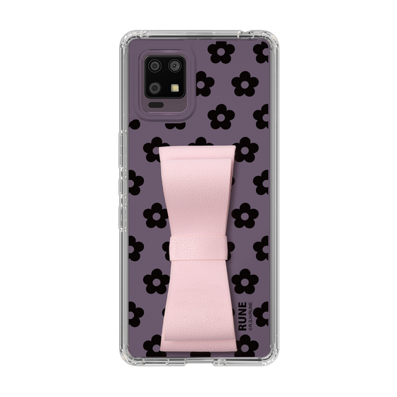 Slim Protection Case - STAND & RING RIBBON Sakura Pink［ Rune Naito - RUNE Flower - Black ］