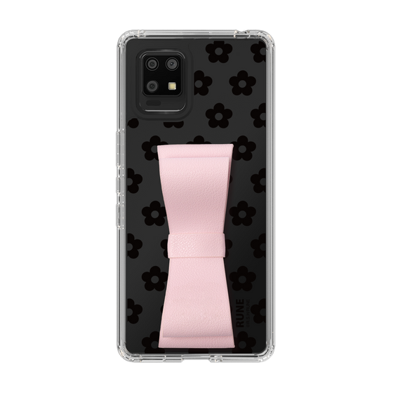 Slim Protection Case - STAND & RING RIBBON Sakura Pink［ Rune Naito - RUNE Flower - Black ］