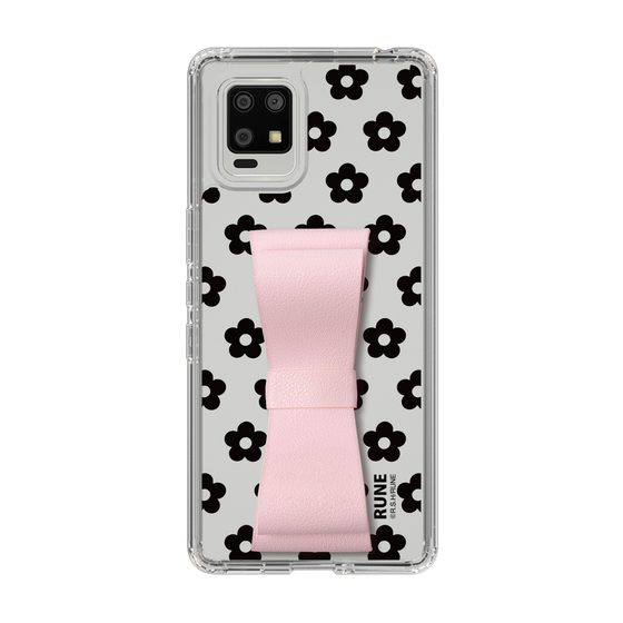 Slim Protection Case - STAND & RING RIBBON Sakura Pink［ Rune Naito - RUNE Flower - Black ］