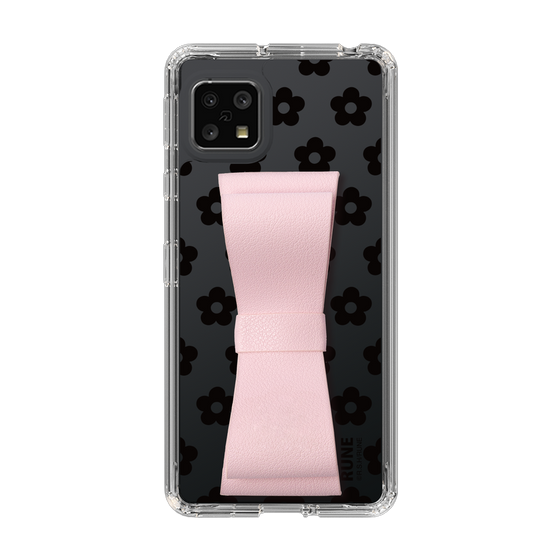 Slim Protection Case - STAND & RING RIBBON Sakura Pink［ Rune Naito - RUNE Flower - Black ］
