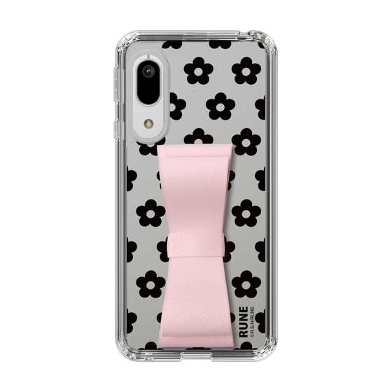 Slim Protection Case - STAND & RING RIBBON Sakura Pink［ Rune Naito - RUNE Flower - Black ］