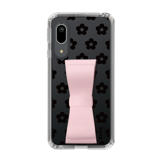 Slim Protection Case - STAND & RING RIBBON Sakura Pink［ Rune Naito - RUNE Flower - Black ］