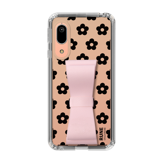 Slim Protection Case - STAND & RING RIBBON Sakura Pink［ Rune Naito - RUNE Flower - Black ］