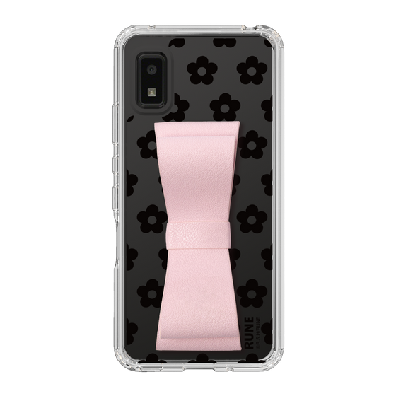 Slim Protection Case - STAND & RING RIBBON Sakura Pink［ Rune Naito - RUNE Flower - Black ］