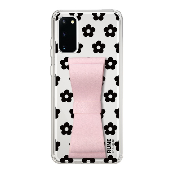 Slim Protection Case - STAND & RING RIBBON Sakura Pink［ Rune Naito - RUNE Flower - Black ］