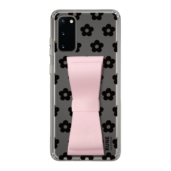 Slim Protection Case - STAND & RING RIBBON Sakura Pink［ Rune Naito - RUNE Flower - Black ］
