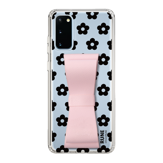 Slim Protection Case - STAND & RING RIBBON Sakura Pink［ Rune Naito - RUNE Flower - Black ］