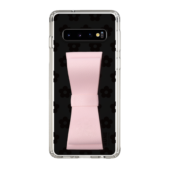 Slim Protection Case - STAND & RING RIBBON Sakura Pink［ Rune Naito - RUNE Flower - Black ］