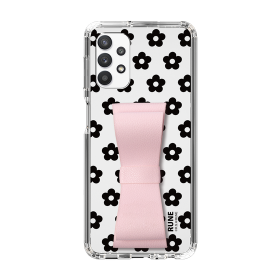 Slim Protection Case - STAND & RING RIBBON Sakura Pink［ Rune Naito - RUNE Flower - Black ］