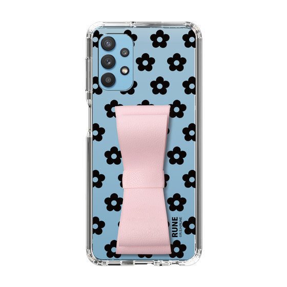 Slim Protection Case - STAND & RING RIBBON Sakura Pink［ Rune Naito - RUNE Flower - Black ］