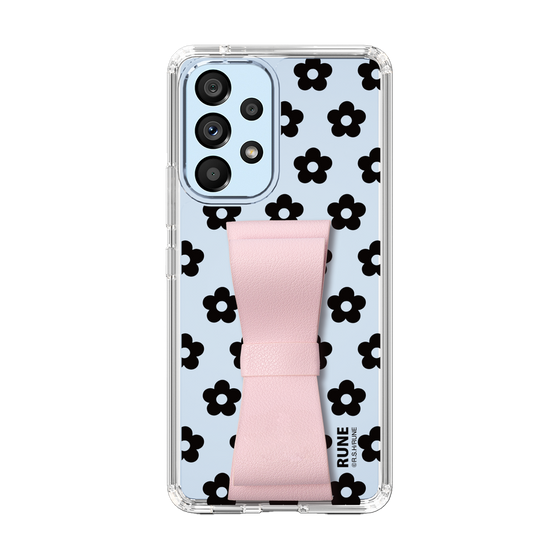 Slim Protection Case - STAND & RING RIBBON Sakura Pink［ Rune Naito - RUNE Flower - Black ］