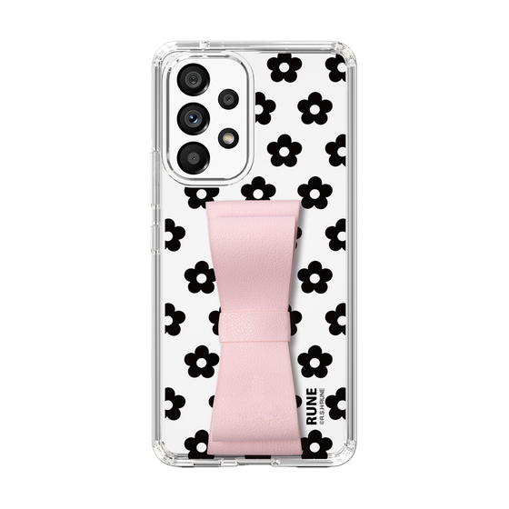 Slim Protection Case - STAND & RING RIBBON Sakura Pink［ Rune Naito - RUNE Flower - Black ］