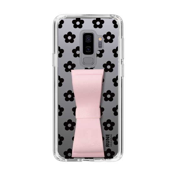 Slim Protection Case - STAND & RING RIBBON Sakura Pink［ Rune Naito - RUNE Flower - Black ］
