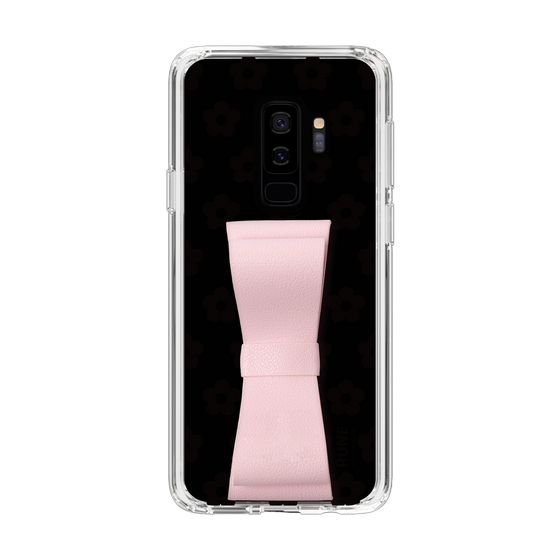 Slim Protection Case - STAND & RING RIBBON Sakura Pink［ Rune Naito - RUNE Flower - Black ］