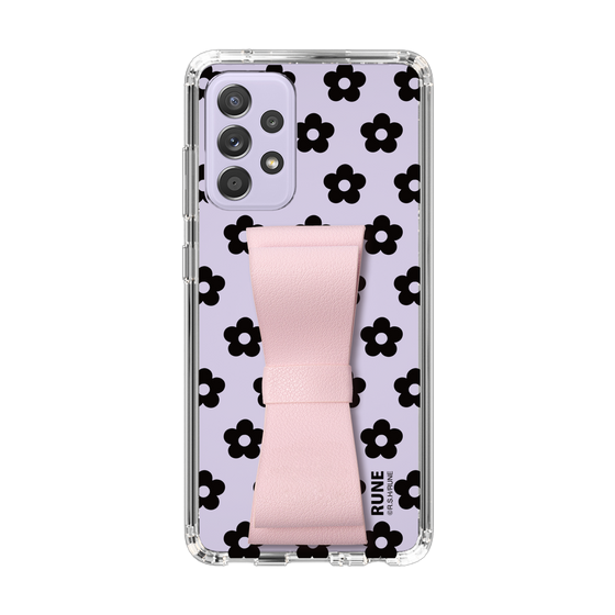 Slim Protection Case - STAND & RING RIBBON Sakura Pink［ Rune Naito - RUNE Flower - Black ］