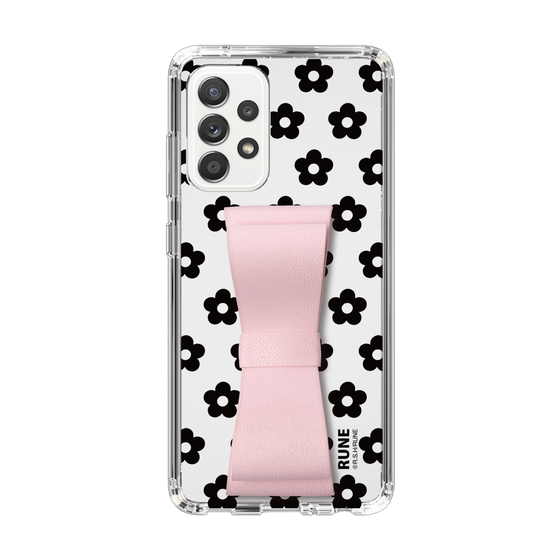 Slim Protection Case - STAND & RING RIBBON Sakura Pink［ Rune Naito - RUNE Flower - Black ］