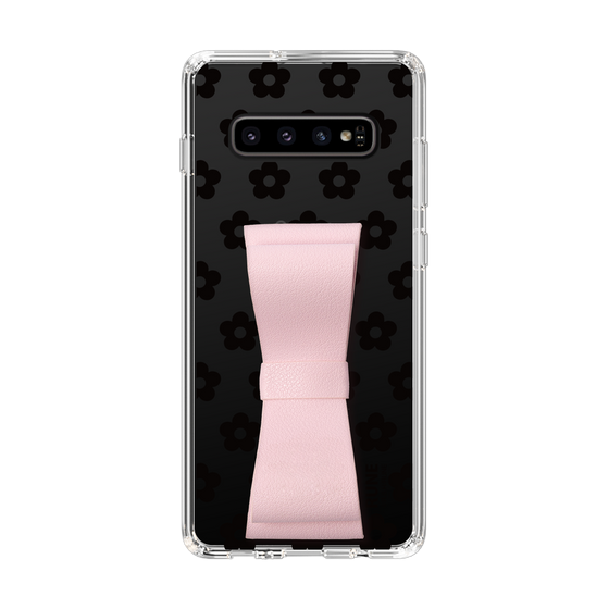 Slim Protection Case - STAND & RING RIBBON Sakura Pink［ Rune Naito - RUNE Flower - Black ］