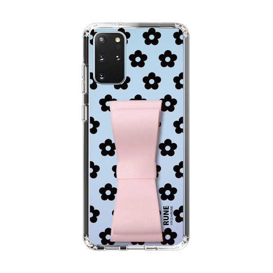 Slim Protection Case - STAND & RING RIBBON Sakura Pink［ Rune Naito - RUNE Flower - Black ］