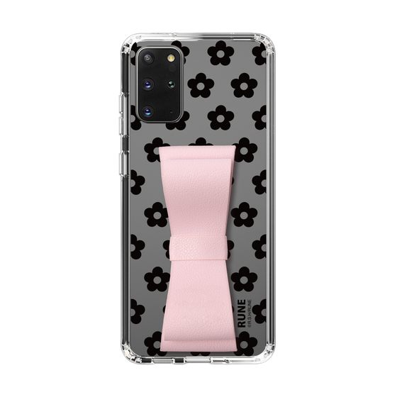 Slim Protection Case - STAND & RING RIBBON Sakura Pink［ Rune Naito - RUNE Flower - Black ］