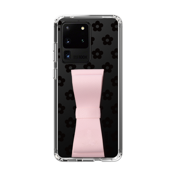 Slim Protection Case - STAND & RING RIBBON Sakura Pink［ Rune Naito - RUNE Flower - Black ］
