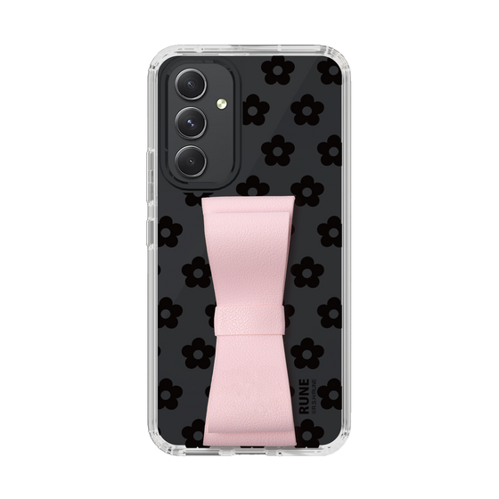 Slim Protection Case - STAND & RING RIBBON Sakura Pink［ Rune Naito - RUNE Flower - Black ］