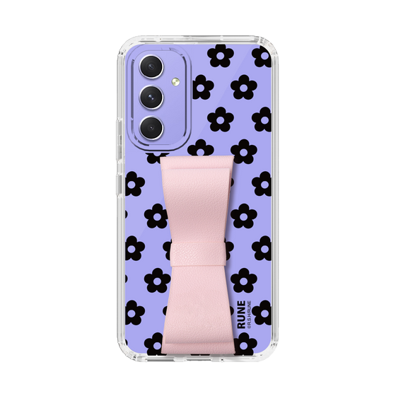 Slim Protection Case - STAND & RING RIBBON Sakura Pink［ Rune Naito - RUNE Flower - Black ］