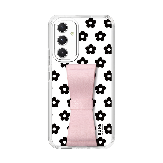 Slim Protection Case - STAND & RING RIBBON Sakura Pink［ Rune Naito - RUNE Flower - Black ］