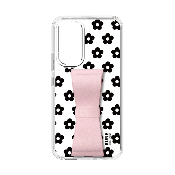 Slim Protection Case - STAND & RING RIBBON Sakura Pink［ Rune Naito - RUNE Flower - Black ］