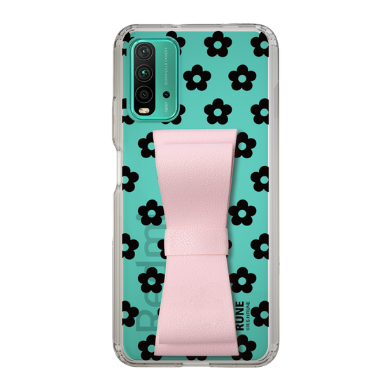 Slim Protection Case - STAND & RING RIBBON Sakura Pink［ Rune Naito - RUNE Flower - Black ］