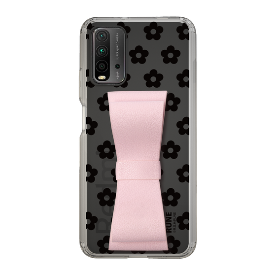 Slim Protection Case - STAND & RING RIBBON Sakura Pink［ Rune Naito - RUNE Flower - Black ］