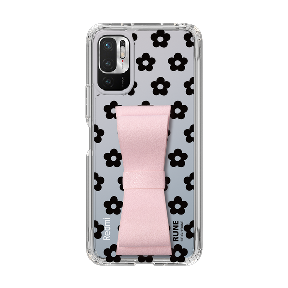 Slim Protection Case - STAND & RING RIBBON Sakura Pink［ Rune Naito - RUNE Flower - Black ］
