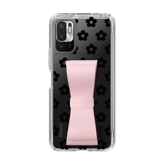 Slim Protection Case - STAND & RING RIBBON Sakura Pink［ Rune Naito - RUNE Flower - Black ］