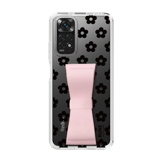 Slim Protection Case - STAND & RING RIBBON Sakura Pink［ Rune Naito - RUNE Flower - Black ］