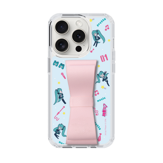 Slim Protection Case - STAND & RING RIBBON Sakura Pink［ HATSUNE MIKU - Ribbon - Instrumental - Blue ］