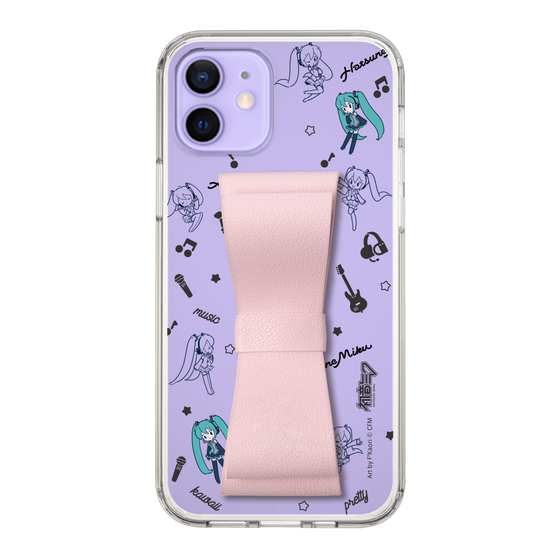 Slim Protection Case - STAND & RING RIBBON Sakura Pink［ HATSUNE MIKU - Ribbon - Instrumental - Monochrome ］