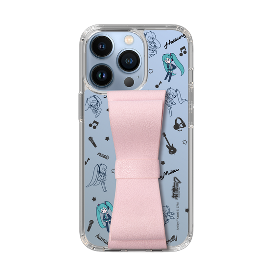 Slim Protection Case - STAND & RING RIBBON Sakura Pink［ HATSUNE MIKU - Ribbon - Instrumental - Monochrome ］